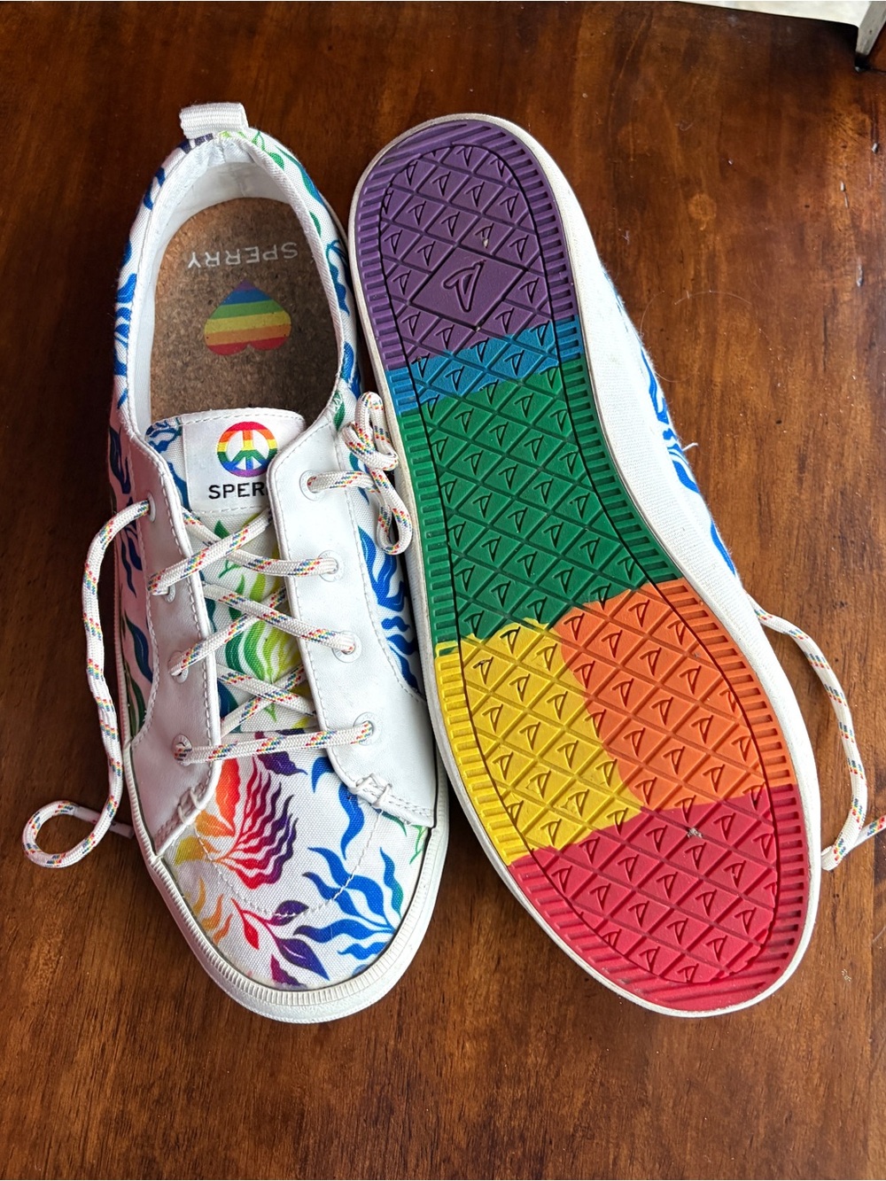 Sperry Crest Vibe Sneakers with Rainbow Sole and Multicolor Floral Print